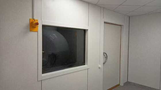 60dB Noise Shielding RF Shielded Window with Brass Mesh Painted Black and Flush Mount Option
